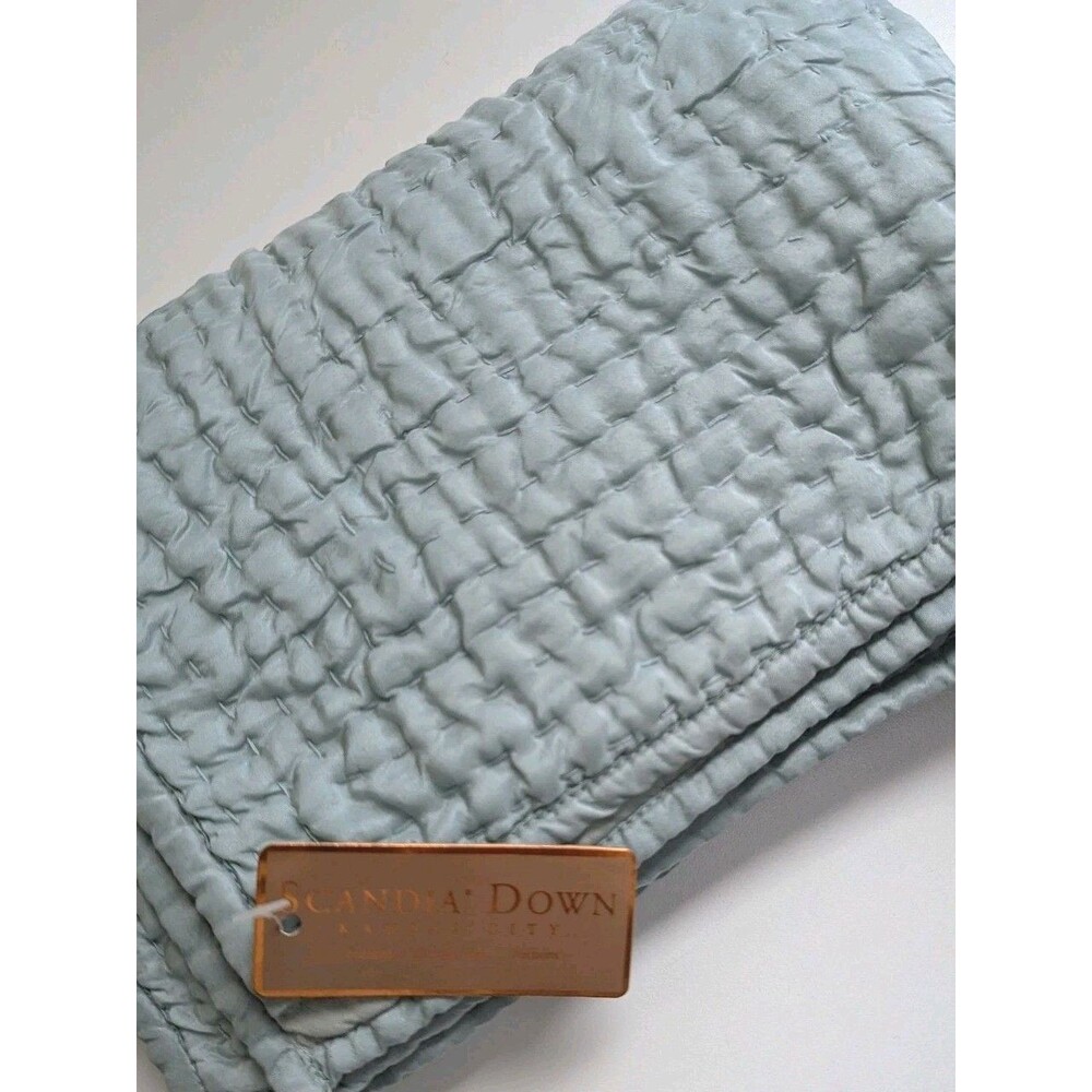 Vtg New Yves Delorme Silk Sham Standard Pillowcase Zip Pick Stitch Gatsby Mist